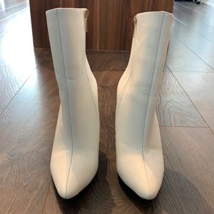 White chunky heel boots